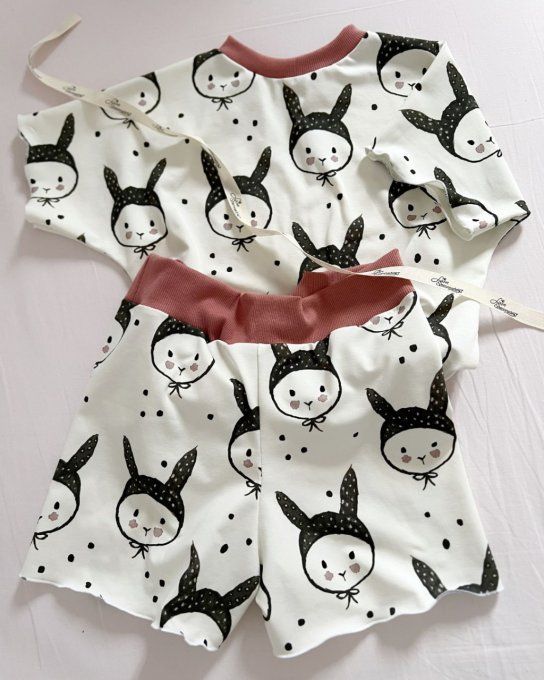 Ensemble Léon court Lapinou bors cote bois de rose taille KIYAYA