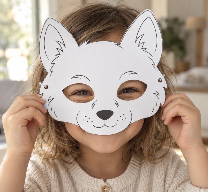 Masque Mini Loup à colorier