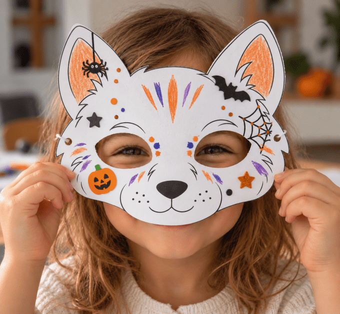 Masque Mini Loup à colorier
