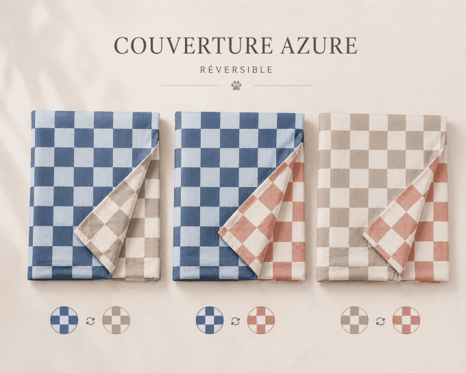 Couvertures nomades Azure Echec et Mat (2 tailles)