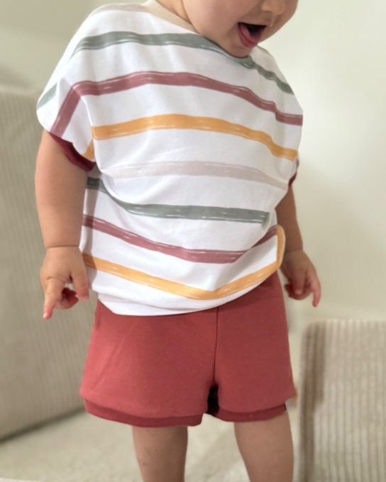 Léon ensemble court  à Mixer Motif et Uni Capsule été