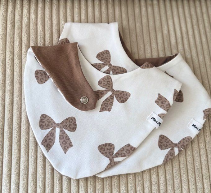Duo Didou bavoirs Mini et Maxi Motif MINI MIMI taupe