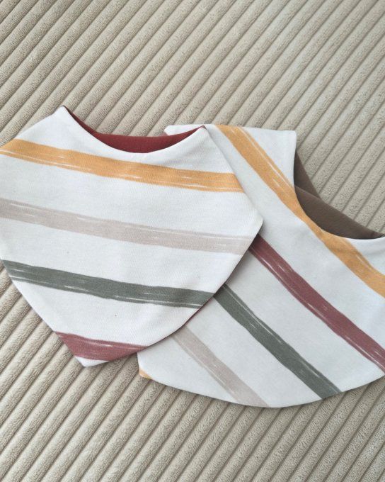 Duo Didou bavoirs Mini et Maxi Motif SUNNY Taupe et Terra