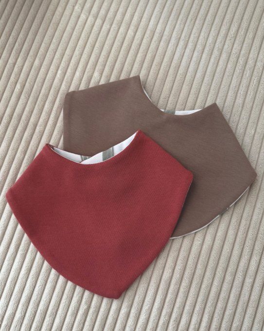 Duo Didou bavoirs Mini et Maxi Motif SUNNY Taupe et Terra