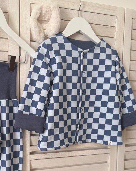 Gilet Céleste Blue Check réversible bleu foncé Taille LUPETTI 