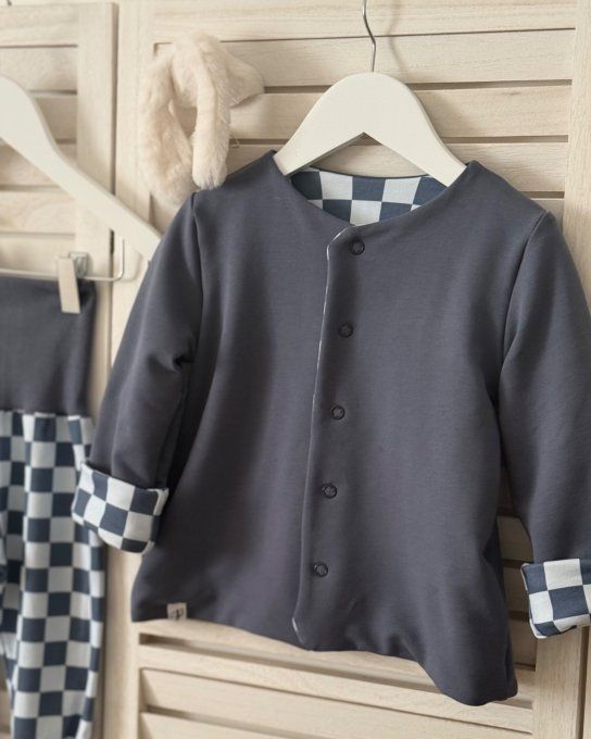Gilet Céleste Blue Check réversible bleu foncé Taille LUPETTI 