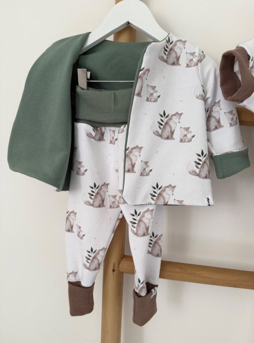 Ensemble gilet réversible Céleste + Mimo pantalon TAILLE LOUVETEAUX à partir de 52/54 cm