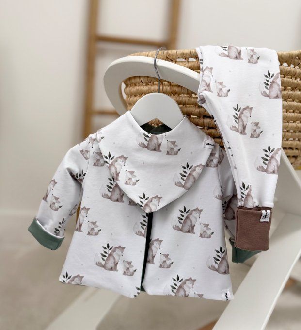 Ensemble gilet réversible Céleste + Mimo pantalon TAILLE LOUVETEAUX à partir de 52/54 cm