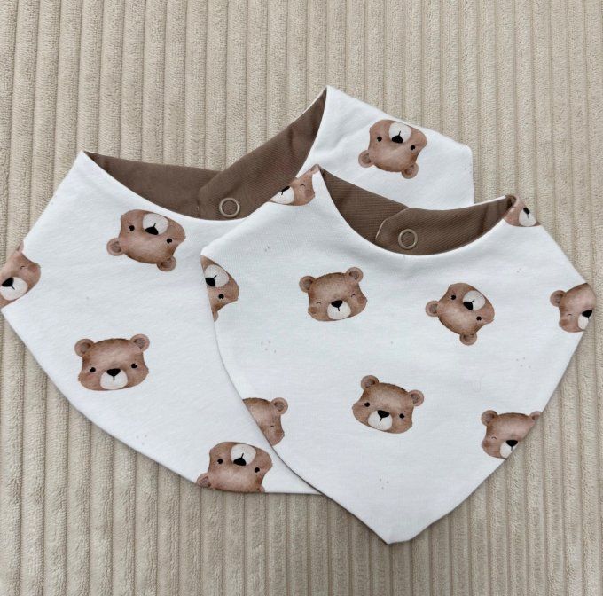 Duo Didou bavoirs Mini et Maxi Motif Teddy Love