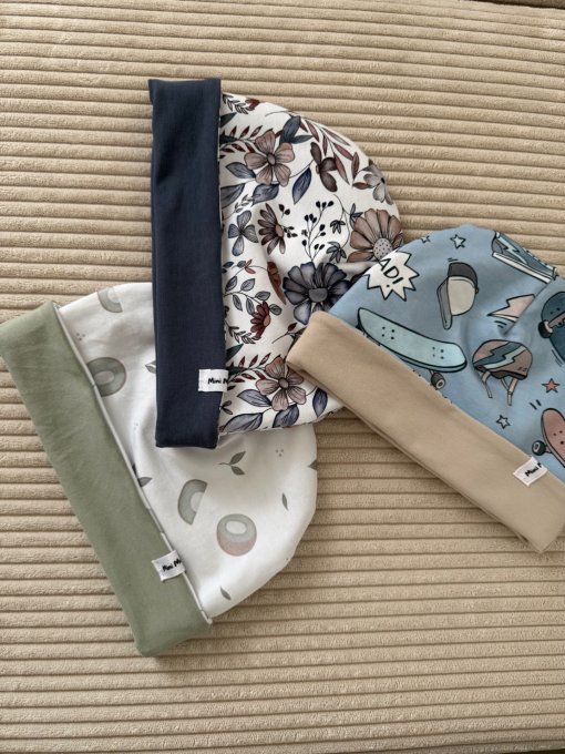 Bonnet  Réversible  Version Unis ou Version Motif/Uni Taille loupiot