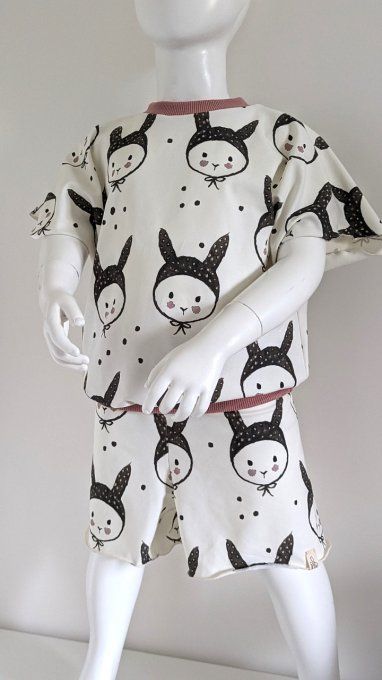 Ensemble Léon court Lapinou bors cote bois de rose taille KIYAYA